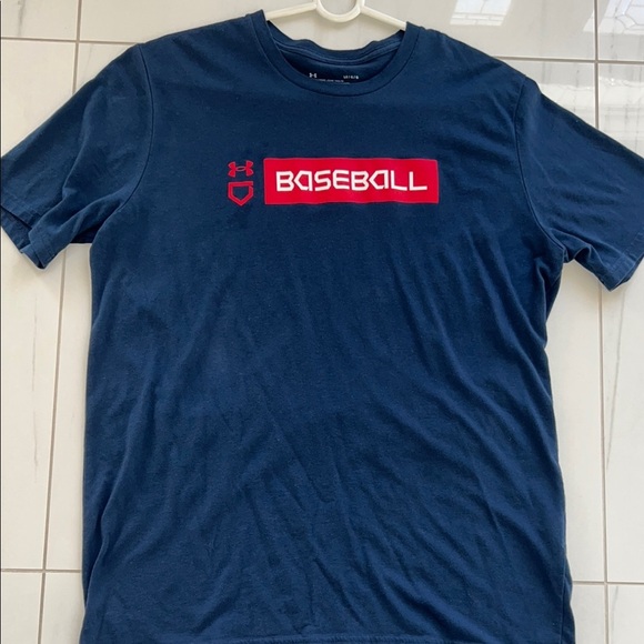 LG Other - Under Armour Navy and Red Baseball Logo T-Shirt Size L